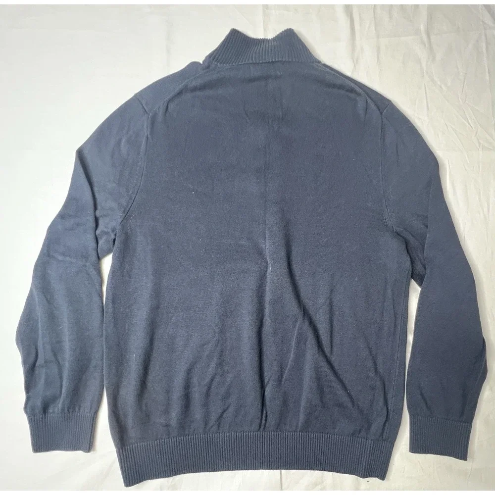 Nautica Mens Blue‎ Long Sleeve Fleece Quarter Zip Size Large Mock Neck